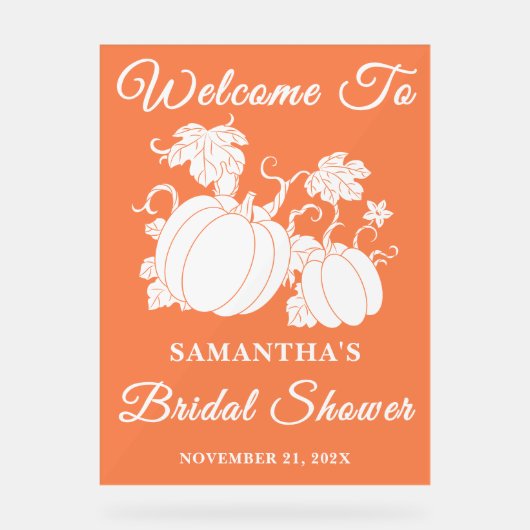 Rustieke pompoenrank herfst bruiloft feest begrroe acryl bord (Voorkant)