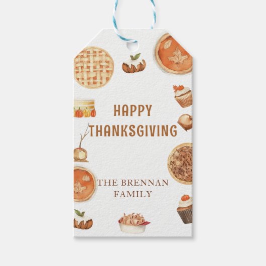 Rustieke pompoentaart Happy Thanksgiving Gift Labe Cadeaulabel (Voorkant)