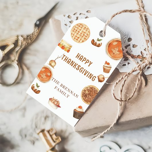 Rustieke pompoentaart Happy Thanksgiving Gift Labe Cadeaulabel