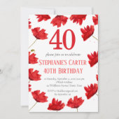 Rustieke Poppy 40e verjaardag Wildflower Red Flora Kaart (Voorkant)