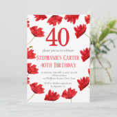 Rustieke Poppy 40e verjaardag Wildflower Red Flora Kaart (Staand voorkant)