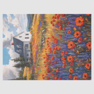 Rustieke Poppy en Lupine Bloem Veld Decoupage Tissuepapier