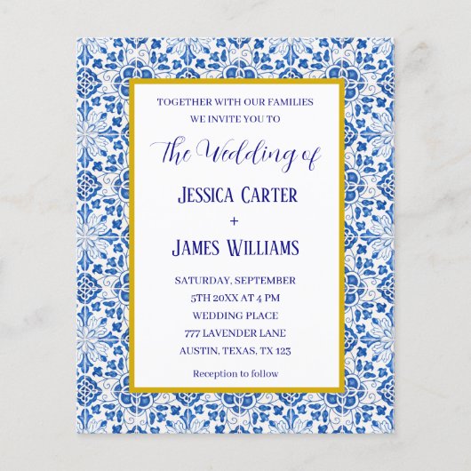 Rustieke Portugese Tegels Mediterrane bruiloft (Voorkant)