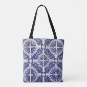 Rustieke Portugese Tegels Patroon - Azulejo Tote Bag (Achterkant)