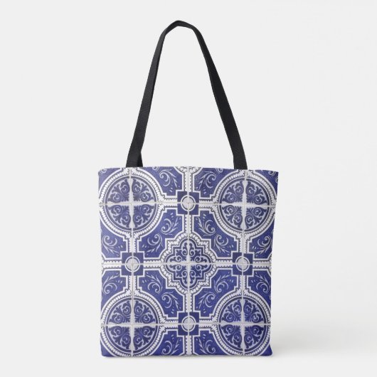 Rustieke Portugese Tegels Patroon - Azulejo Tote Bag (Achterkant)