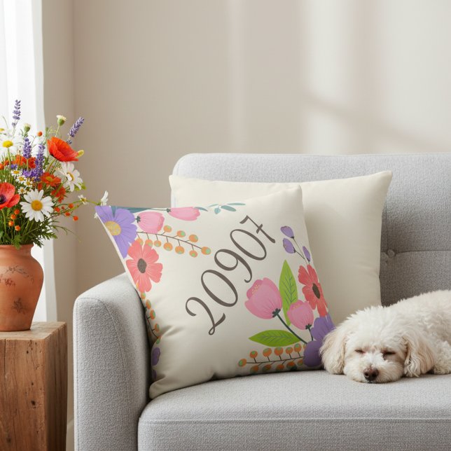 Rustieke postcode locatie 16x16 kussen (Rustic 16x16 pillow for couch.)