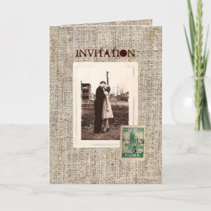 Rustieke  postzegels burlap country Wedding Feestdagen Kaart
