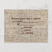 Rustieke postzegels burlap country Wedding RSVP Uitnodiging Briefkaart (Achterkant)