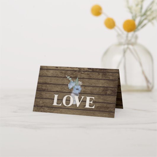 Rustieke pot en blauwe bloemen 2 plaatskaartje (Achterkant)