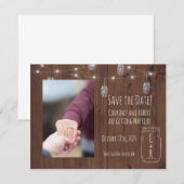 Rustieke pot twinkellichtjes save the date (Voorkant / Achterkant)