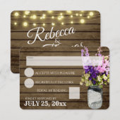 Rustieke pot van Delpheniums Reactie RSVP Kaartje (Voorkant / Achterkant)