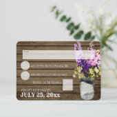 Rustieke pot van Delpheniums Reactie RSVP Kaartje (Staand voorkant)