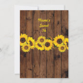 Rustieke pot zoete 16 feest hout zonnebloem uitnod kaart (Achterkant)