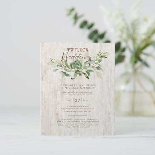 Rustieke POTLUCK Huwelijksuitnodiging Sjabloon Gid (Staand voorkant)