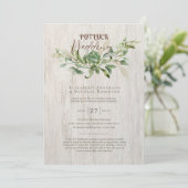 Rustieke POTLUCK Huwelijksuitnodiging Sjabloon Gid (Staand voorkant)