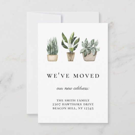 Rustieke Potted Planten We've Moved Aankondiging (Voorkant)