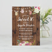 Rustieke potten Sweet 16 Party Wood Bloemen Lichte Kaart (Staand voorkant)