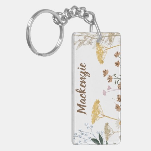 Rustieke Prairie Ranch Boerderij Bloemen Botanisch Sleutelhanger (Voorkant Links)