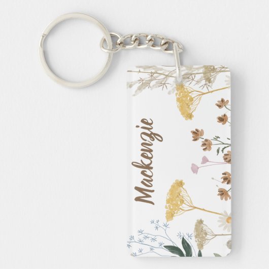 Rustieke Prairie Ranch Boerderij Bloemen Botanisch Sleutelhanger (Voorkant)