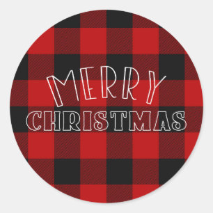 Rustieke Prettig Kerstmis Rood Katernen Kerst Type Ronde Sticker