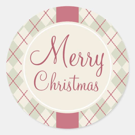 Rustieke Prettig Kerstmis Stickers (Voorkant)