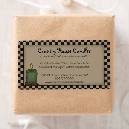 Rustieke Primitieve Kaars Geruite Landelijke Stijl Etiket (Insitu)