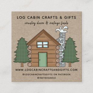 RUSTIEKE PRIMITIEVE LAND LOG CABINE OP KRAFT VIERKANTE VISITEKAARTJE