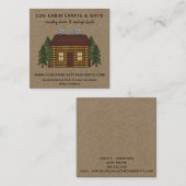 RUSTIEKE PRIMITIEVE LAND LOG CABINE OP KRAFT VIERKANTE VISITEKAARTJE (Voorkant / Achterkant)