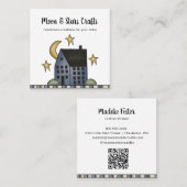 Rustieke Primitieve Land Zoutbak Huis Maan Sterren Vierkante Visitekaartje (Voorkant / Achterkant)