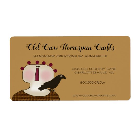 Rustieke primitieve landelijke primitieve pop en k etiket (Voorkant)