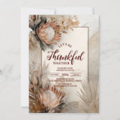 Rustieke Protea Bloom Thanksgiving Diner Kaart (Voorkant)
