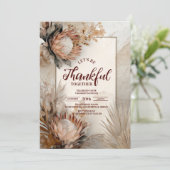 Rustieke Protea Bloom Thanksgiving Diner Kaart (Staand voorkant)