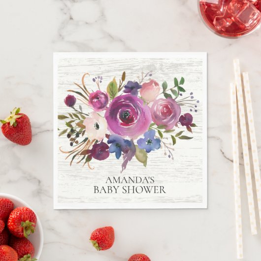 Rustieke Pruim Blauw Bloemen Douche Papier Servett Servet (Insitu)