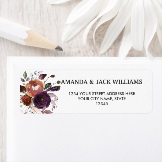 Rustieke pruim | Bloemen en veren Bloemen Bruiloft Etiket (Insitu)