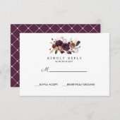 Rustieke pruim | Boho bruiloft reactie RSVP (Voorkant / Achterkant)