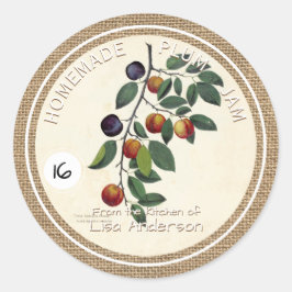  rustieke pruimenjam aangepaste ronde Sticker Labe