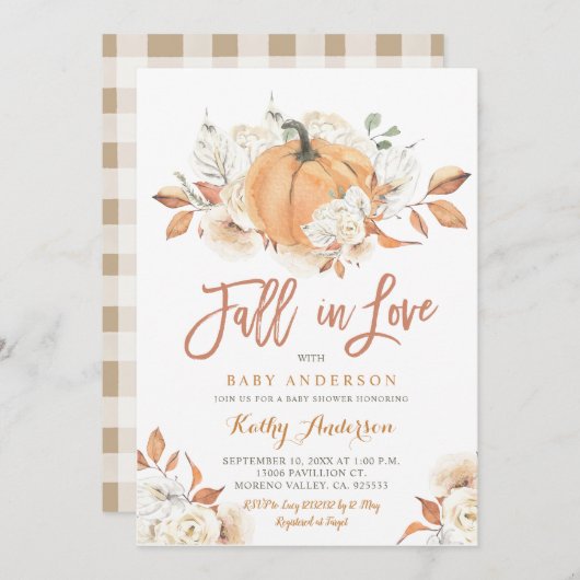 Rustieke Pumpkin Baby shower Herfst in liefde Kaart (Voorkant / Achterkant)