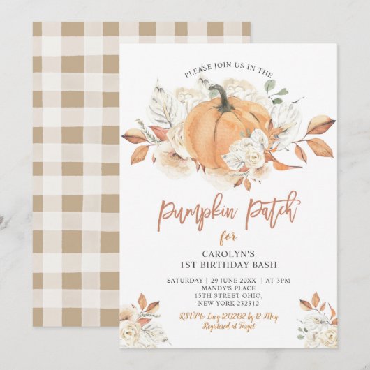 Rustieke Pumpkin Patch Verjaardags Bash Party Kaart (Voorkant / Achterkant)