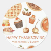 Rustieke Pumpkin Pie Thanksgiving Ronde Sticker (Voorkant)