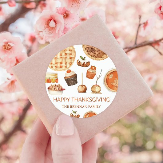 Rustieke Pumpkin Pie Thanksgiving Ronde Sticker