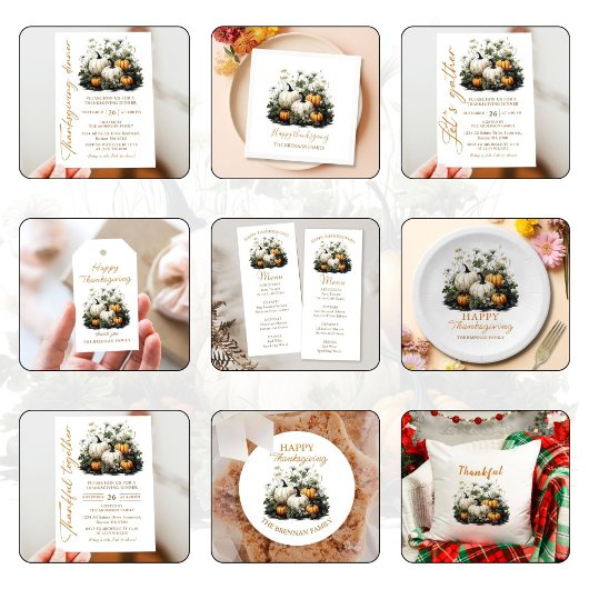 Rustieke Pumpkin Thanksgiving Diner Waterverf Kaart