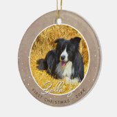 Rustieke Puppy Eerste Kerstmis Hond Foto Keramisch Ornament (Links)
