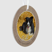 Rustieke Puppy Eerste Kerstmis Hond Foto Ornament (voorkant)