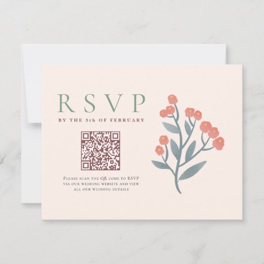 Rustieke QR Code Boho Wildflowers Wedding RSVP (Voorkant)