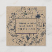 Rustieke QR Code Botanische Kraft Marine Blauwe Re Vierkante Visitekaartje (Voorkant)