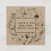 Rustieke QR Code Botanische Kraft Zwarte Verwijzen Vierkante Visitekaartje (Voorkant)