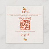 Rustieke QR-code citrus oranje herfst bruiloft det Informatiekaartje (Achterkant)