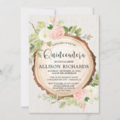 Rustieke Quinceañera, blush roze crème bloemig Kaart (Voorkant)