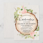 Rustieke Quinceañera, blush roze crème bloemig Kaart (Voorkant / Achterkant)