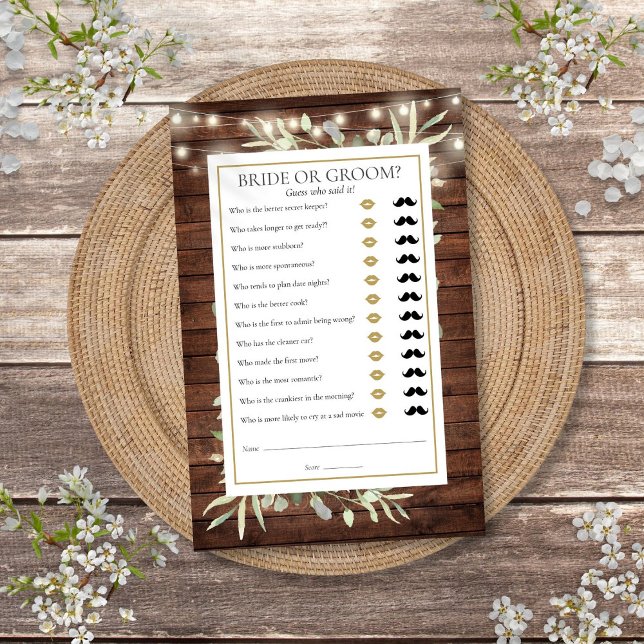 Rustieke Raad Wie Bruiloftsgroene Bruidsshowerspel (Rustic Guess Who Greenery Bridal Shower Game)